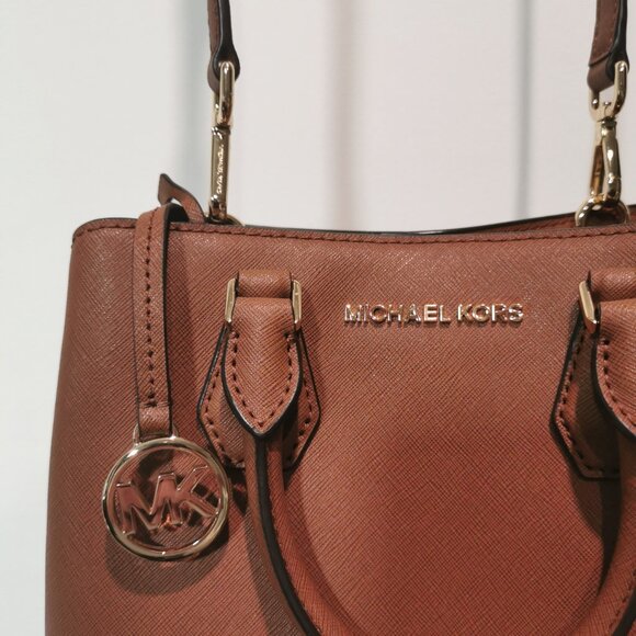 Cognac/Gold Saffiano Leather Satchel/Crossbody EUC #251 - Picture 2 of 14